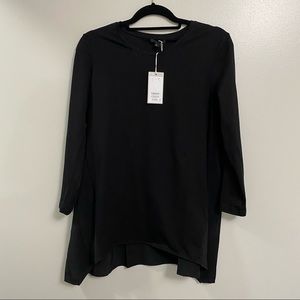 NWT COS 3/4 Length Cotton-Silk Blouse, Black S